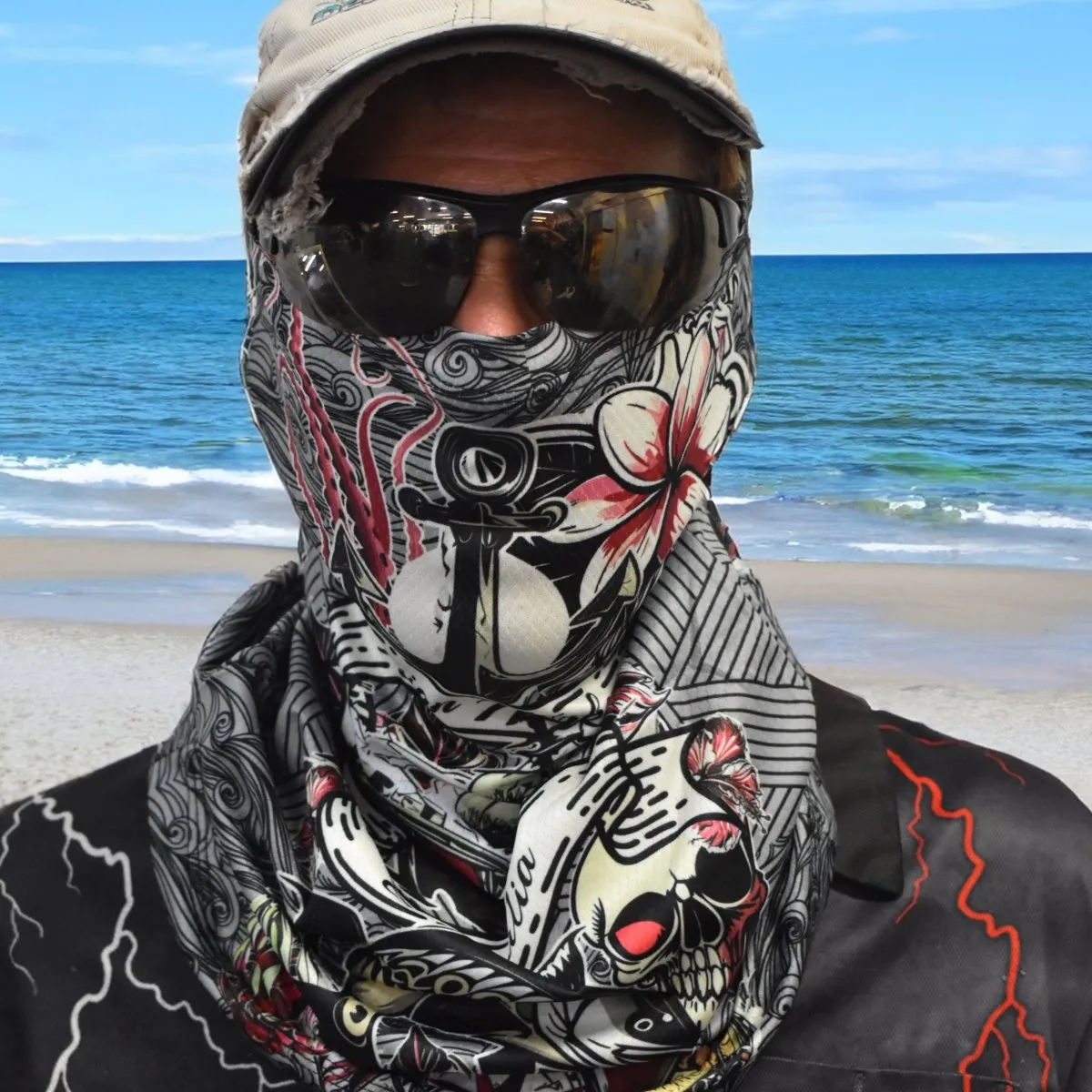 Sun Protective Outdoor Neck Scarf/ Face Mask - Tattoos