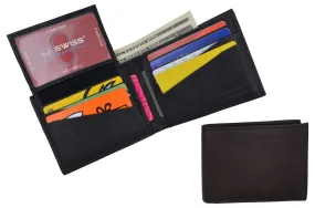 Swiss Marshall Mens Leather Bifold RFID Blocking Removable Card ID Holder Wallet