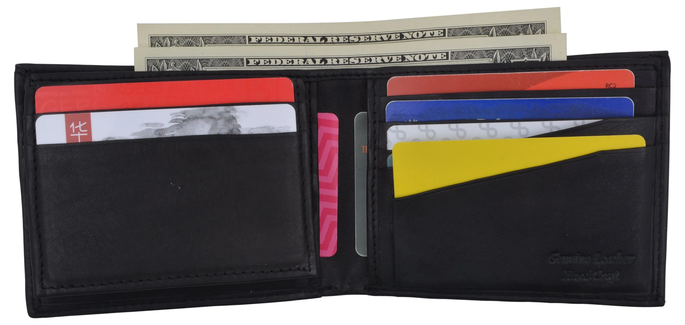 Swiss Marshall Mens Leather Bifold RFID Blocking Removable Card ID Holder Wallet