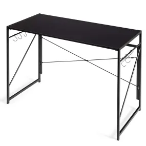 Tangkula Folding Computer Desk, Study Writing Desk with 6 Hooks