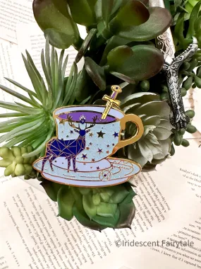 Tea Cup #2 Enamel Gold Metal Pin