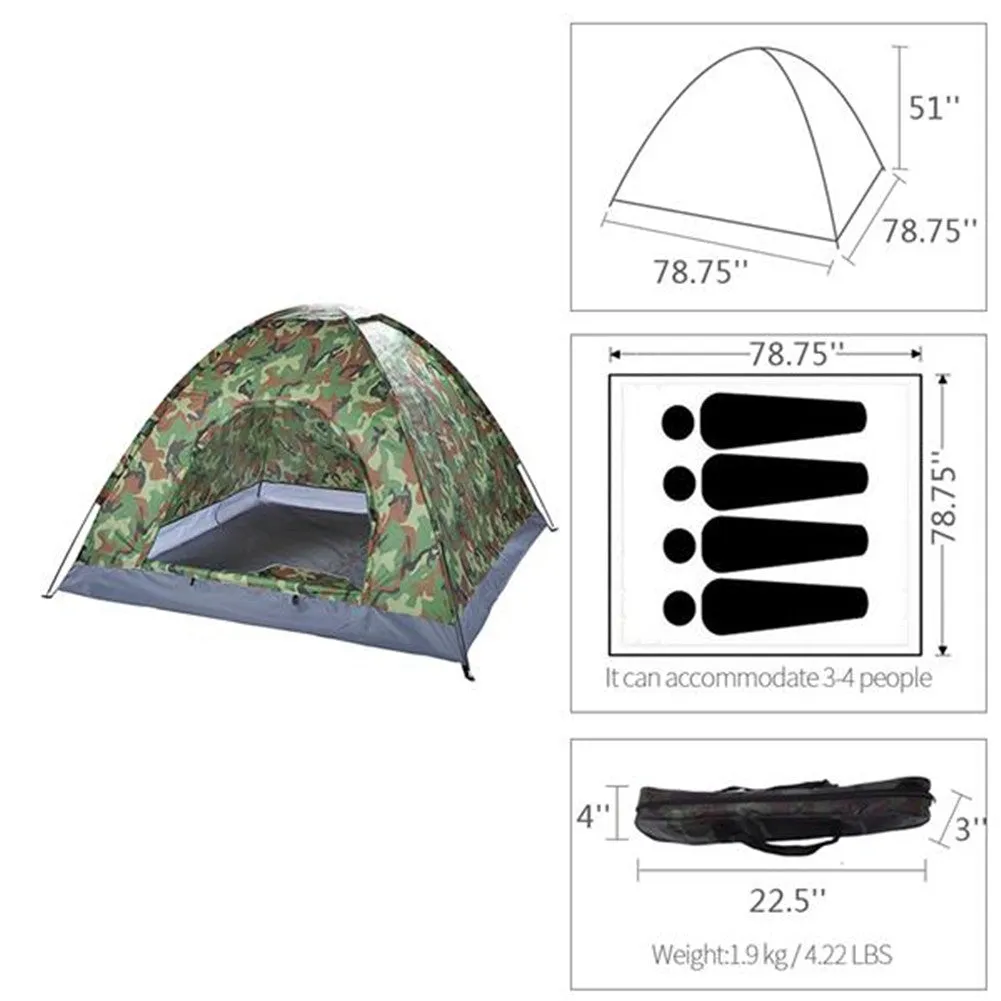 THBOXES Waterproof Camping Tent 3-4 Person Tents Camouflage