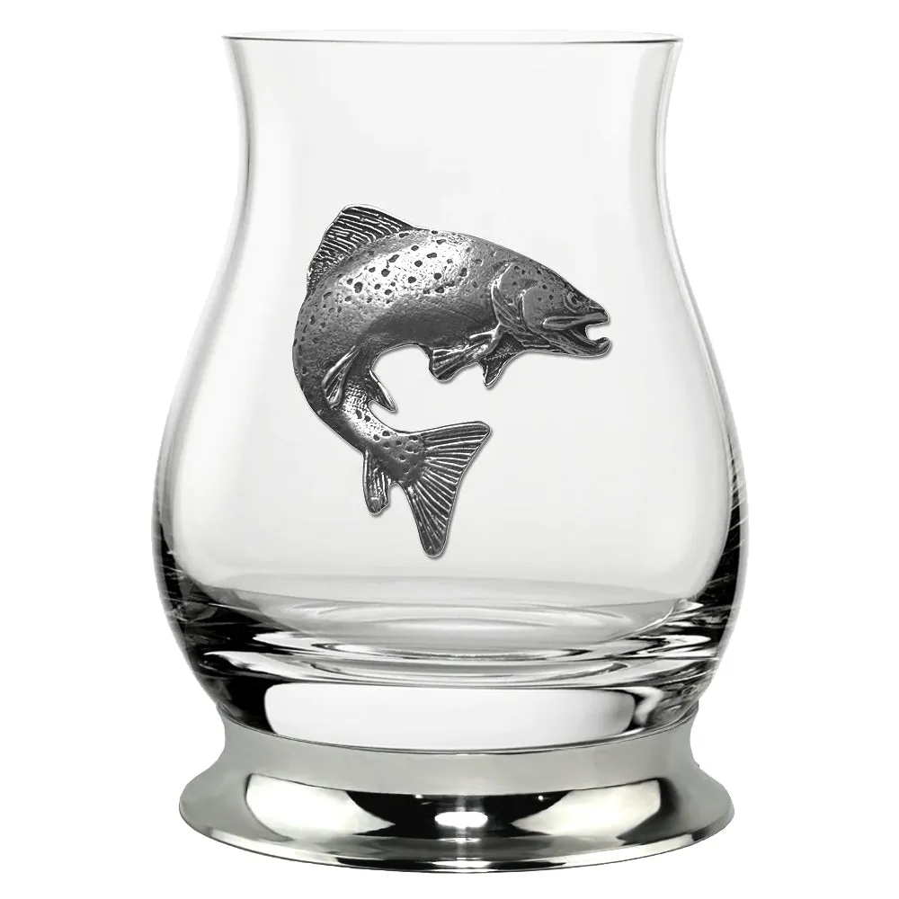 The Glencairn Whisky Mixer Glass with Pewter Base and Trout 350ml