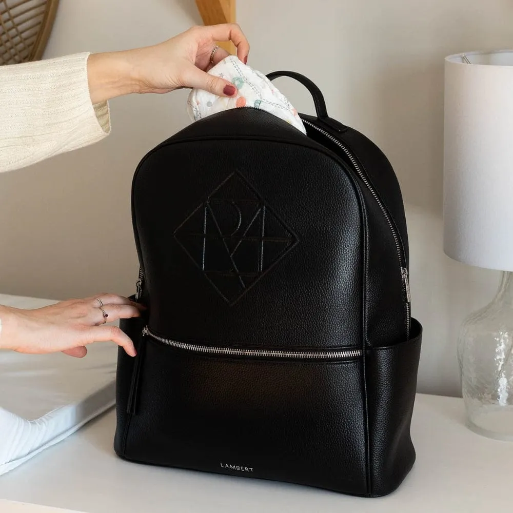 The Vicky - Black Vegan Leather Diaper Bag