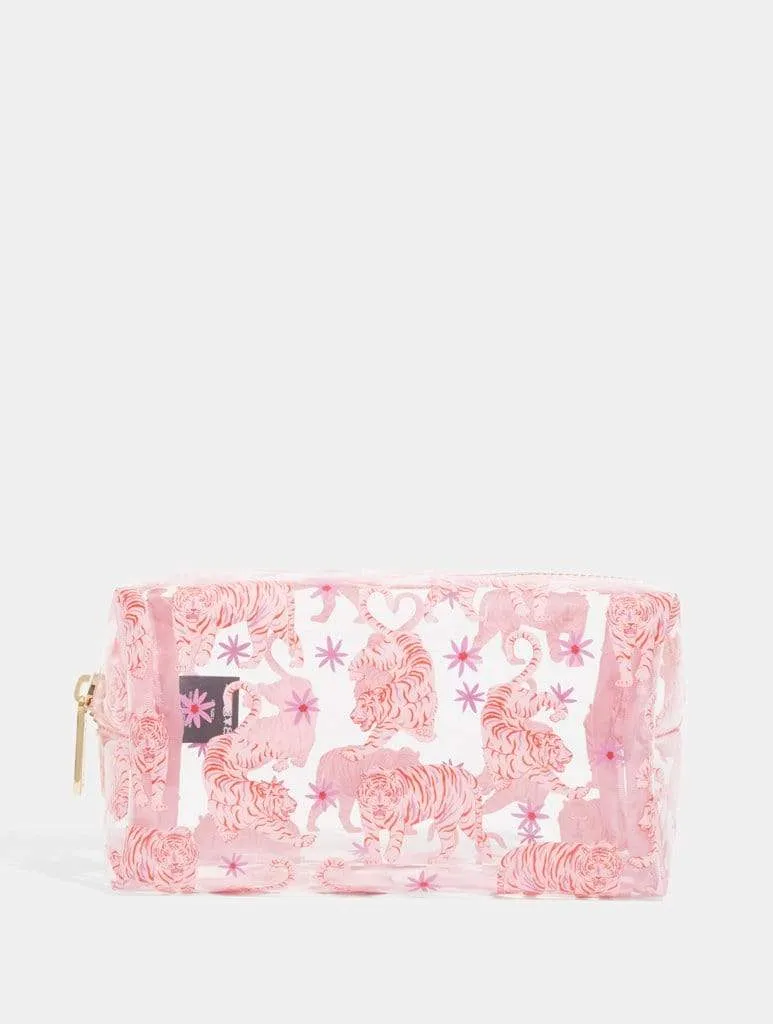 Tiger Floral Makeup Bag