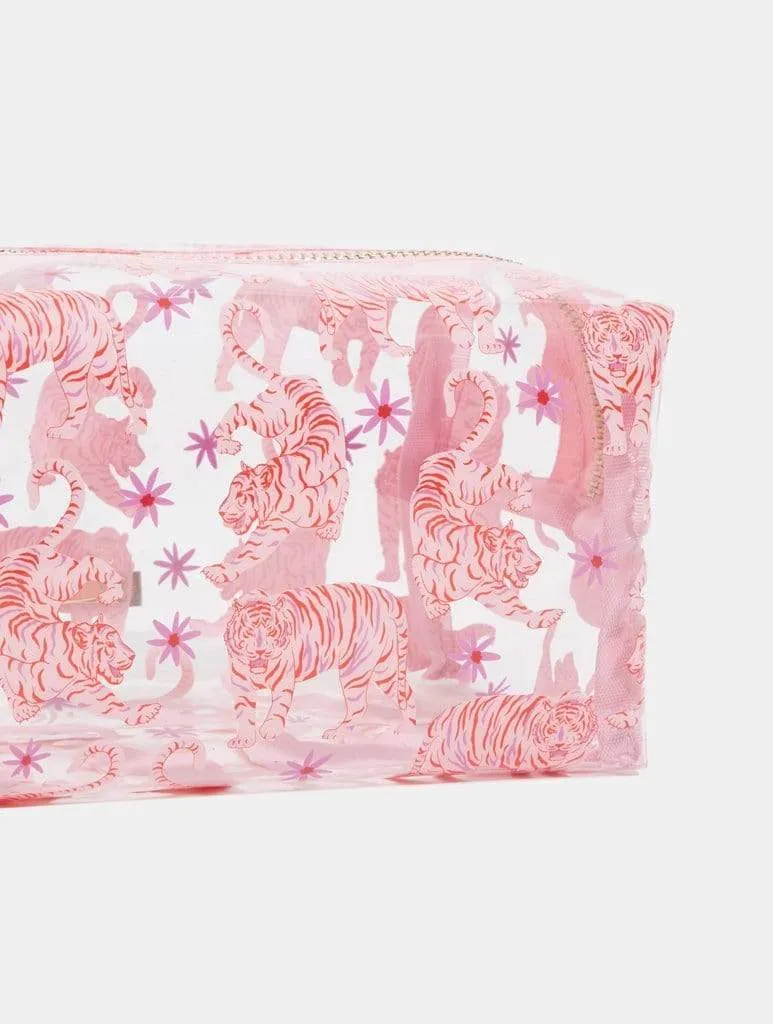 Tiger Floral Makeup Bag