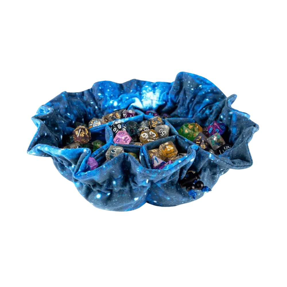 Velvet Compartment Dice Bag with Pockets: Galaxy