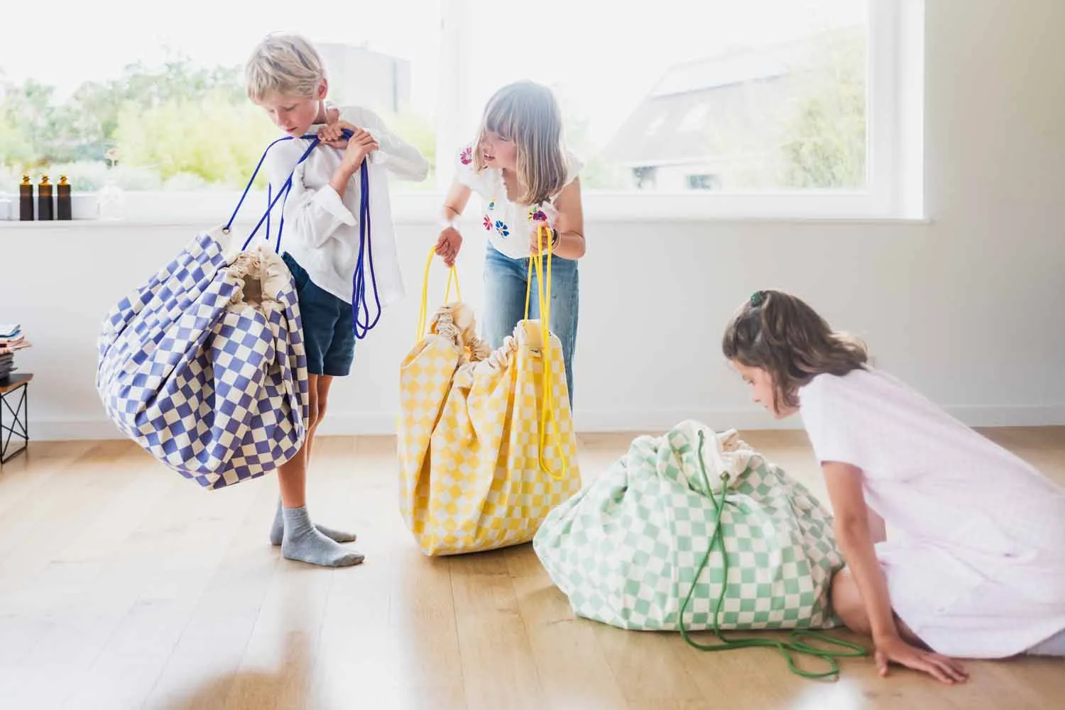 Vichy Yellow toy storage bag