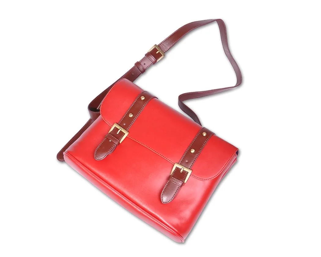 Vintage Leather Shoulder Bag for DSLR SLR Camera - Red