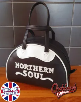 White & Black Northern Soul Handbag - ASTRID Style - Hand-stitched Keep the faith Bag