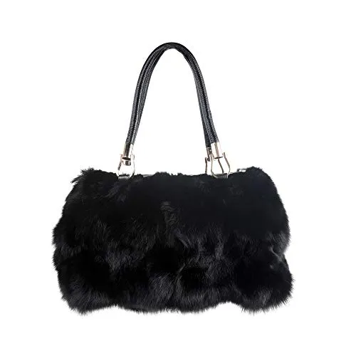 Women's Fox Fur Chain Bag Fuzzy Shoulder Handbag for Women Big Fluffy Tote Cute Purses