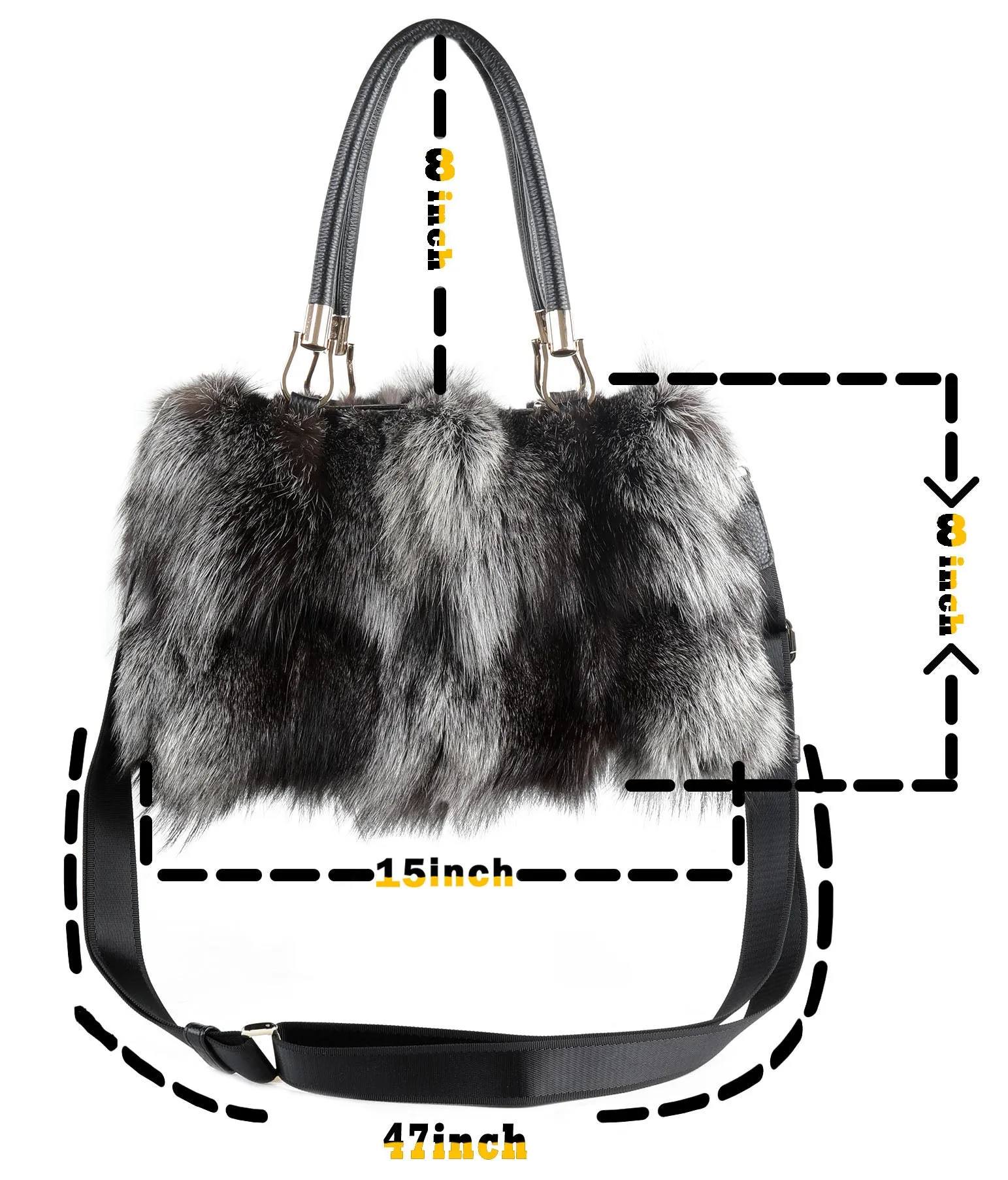 Women's Fox Fur Chain Bag Fuzzy Shoulder Handbag for Women Big Fluffy Tote Cute Purses