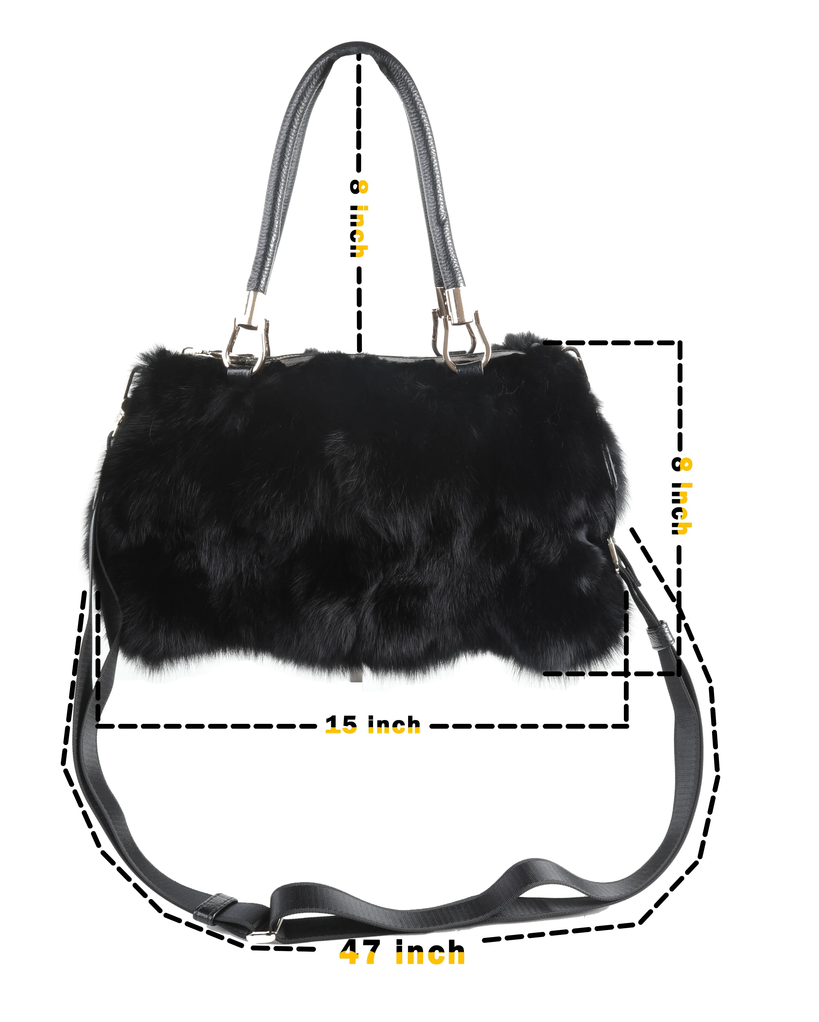 Women's Fox Fur Chain Bag Fuzzy Shoulder Handbag for Women Big Fluffy Tote Cute Purses