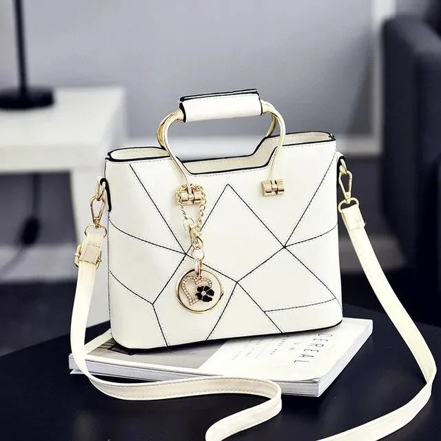 Womens Luxury Geometric Design Messenger Handbag