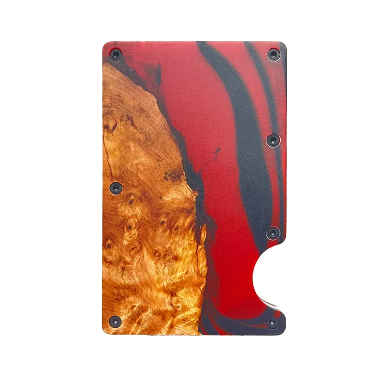 Wood and Resin Smart Wallet (Red and Black)