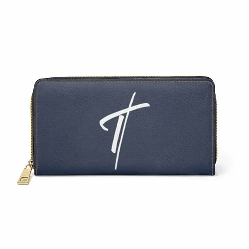 Wristlet Phone Wallet, Dark Blue and White Cross Graphic Purse