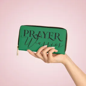 Wristlet Phone Wallet, Green and Black Prayer Warrior Graphic Purse