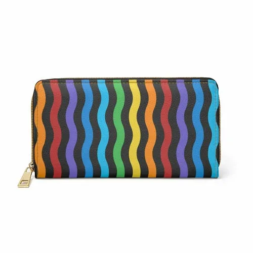 Wristlet Phone Wallet, Rainbow Swirl V-Stripe Style Purse