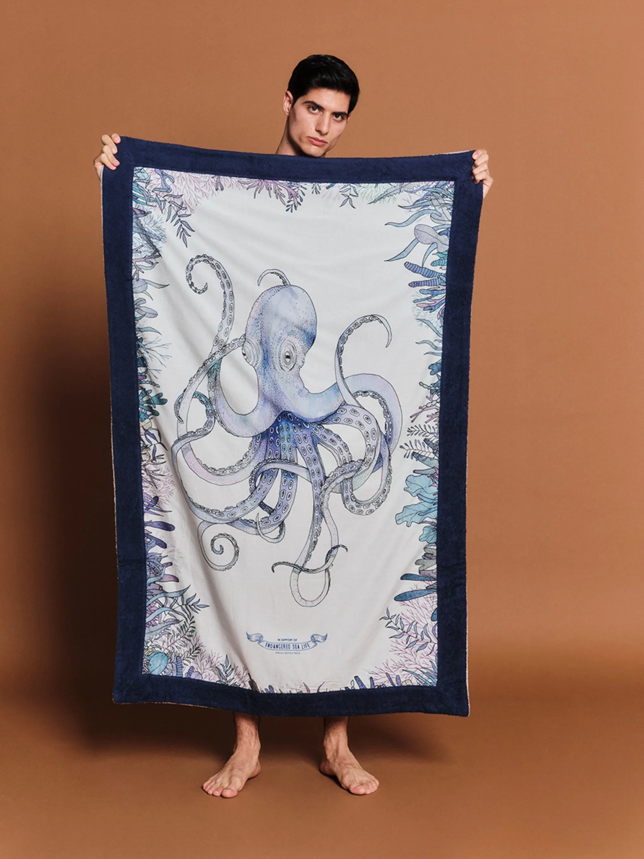 WWF Octopus Navy | Signature Beach Towel