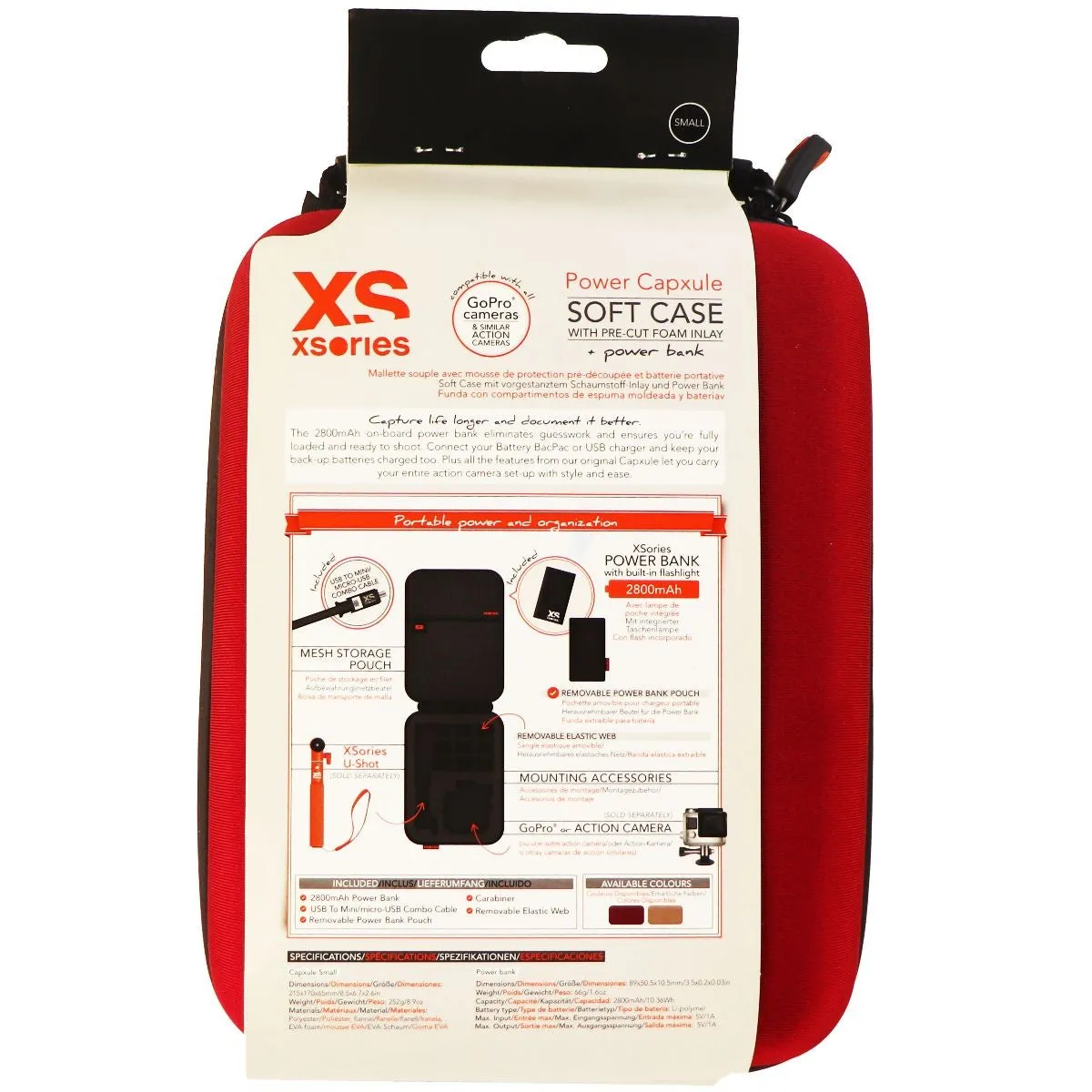 XSories Power Capxule Soft Case with Pre-Cut Foam Inlay for GoPro Cameras - Red