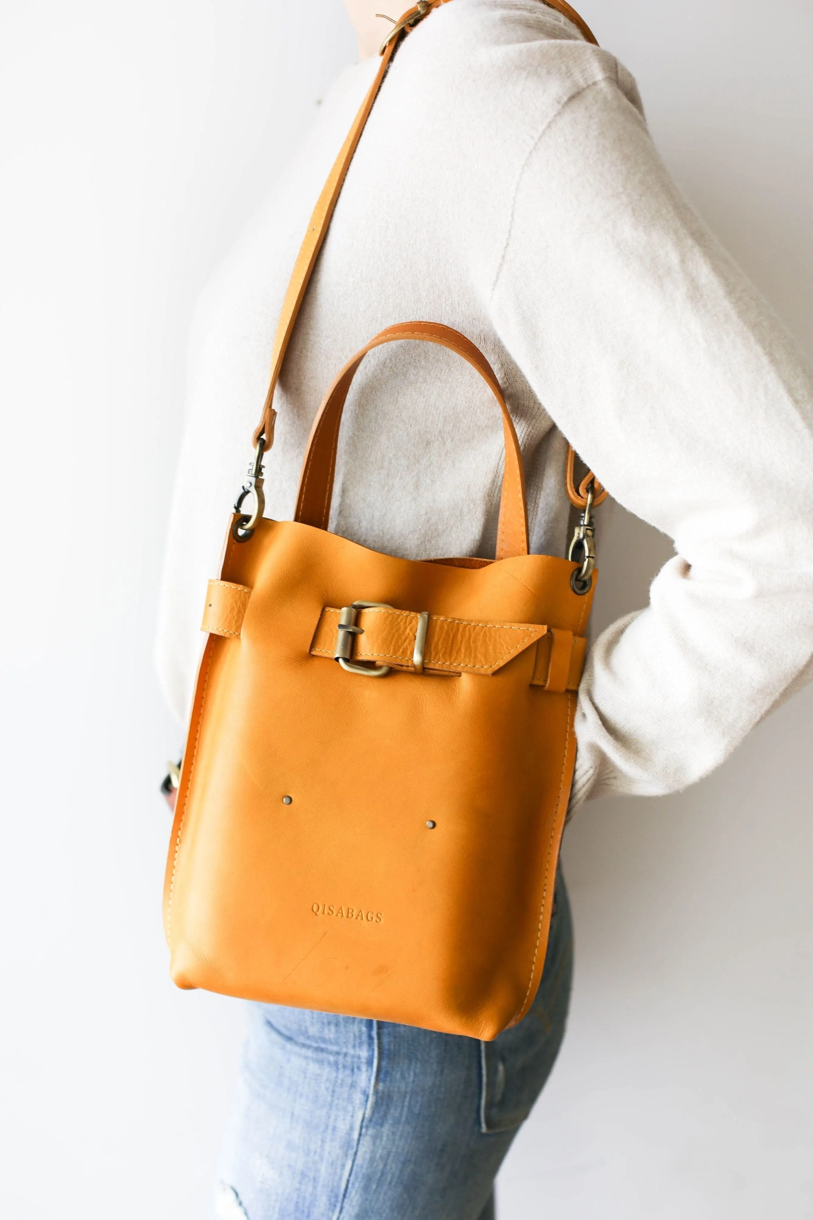 Yellow Mini Leather Backpack