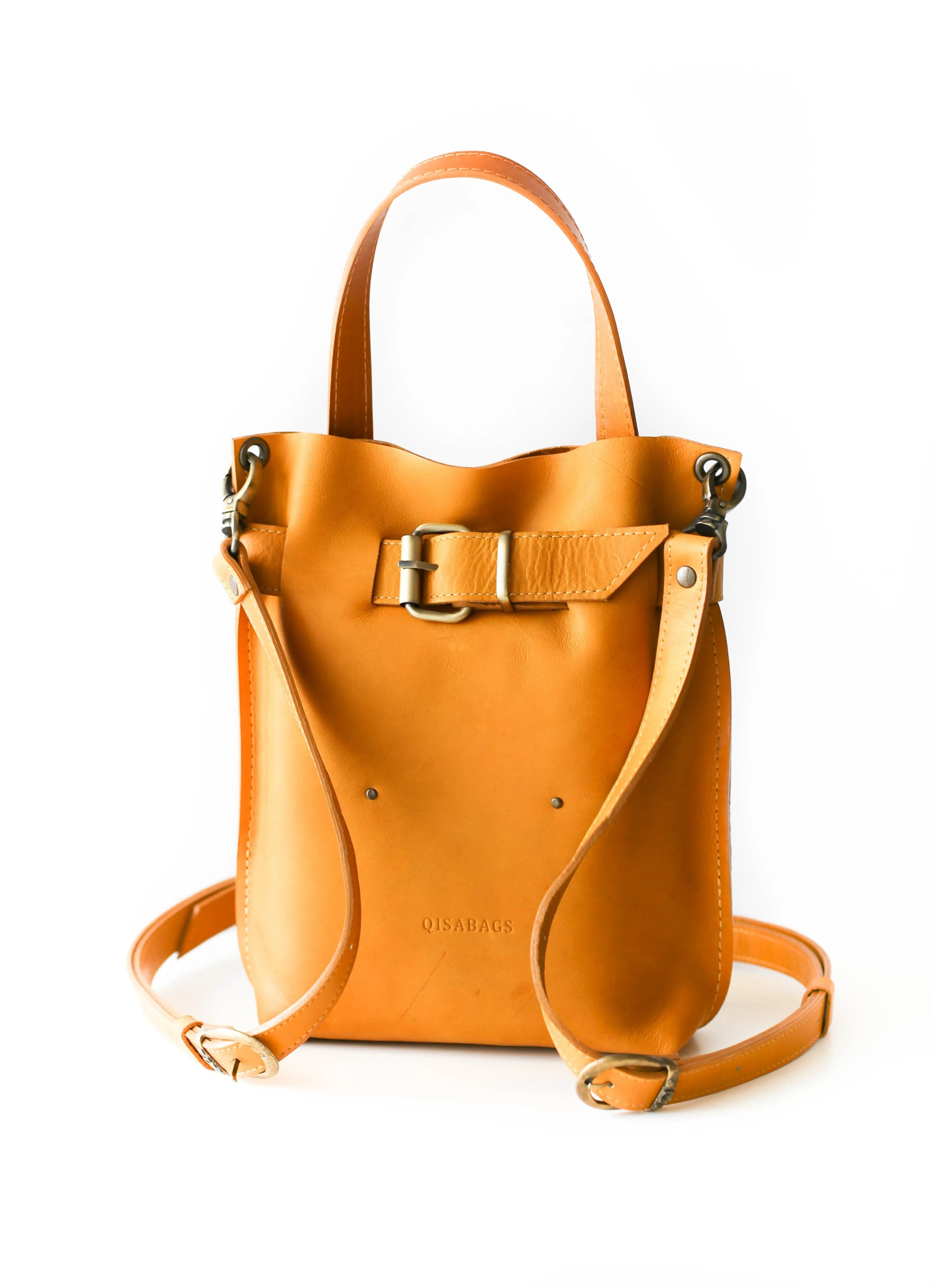 Yellow Mini Leather Backpack