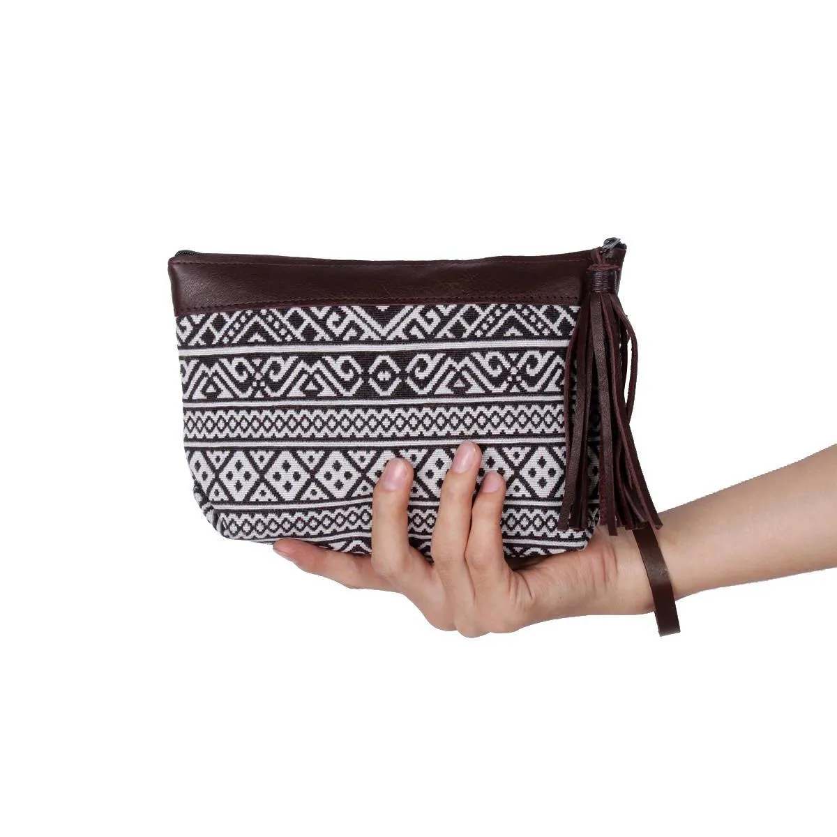 ZigZag Leather Geometric Wristlet Bag - Thailand